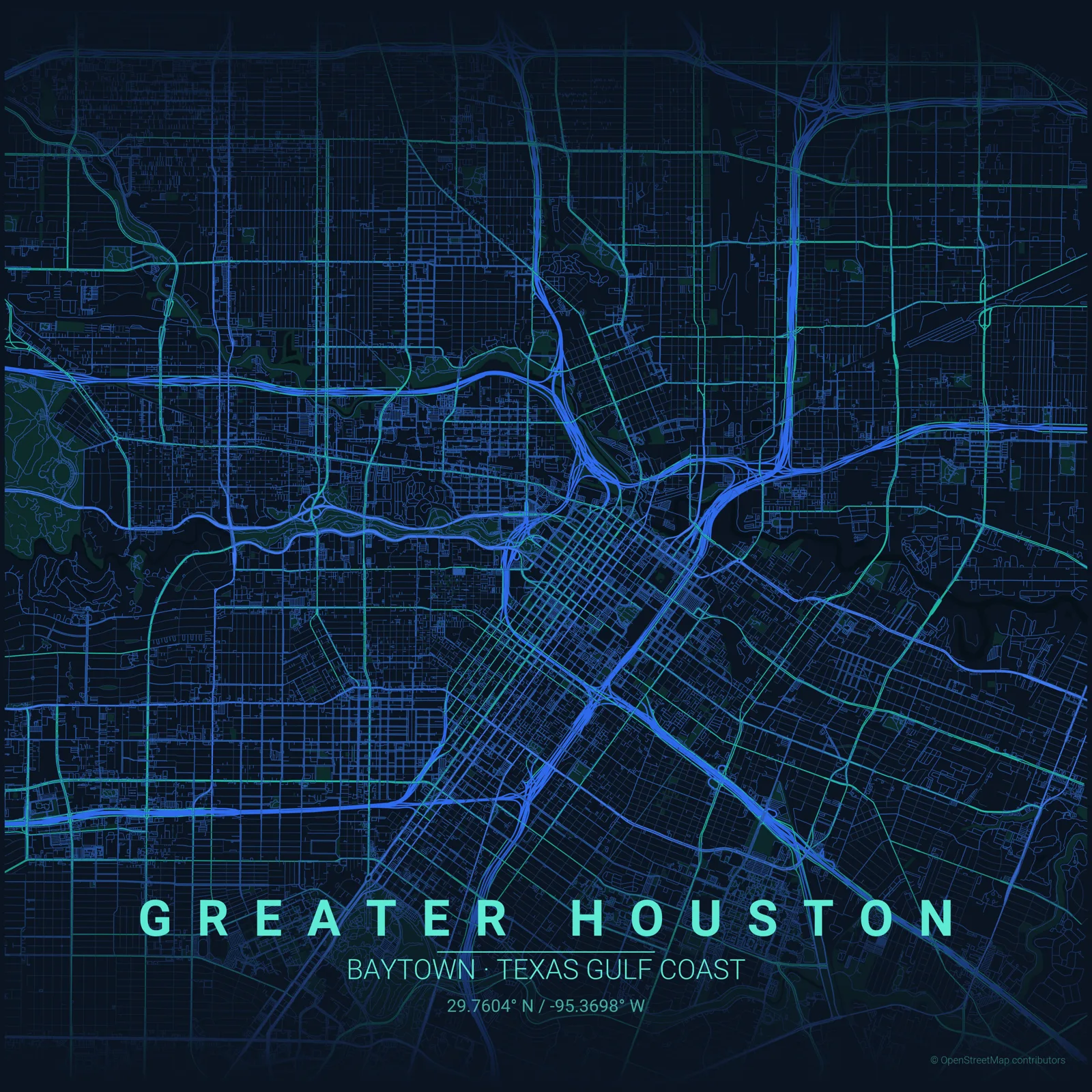 Illustrated street map of the Greater Houston metro marking Now Roofing's service area